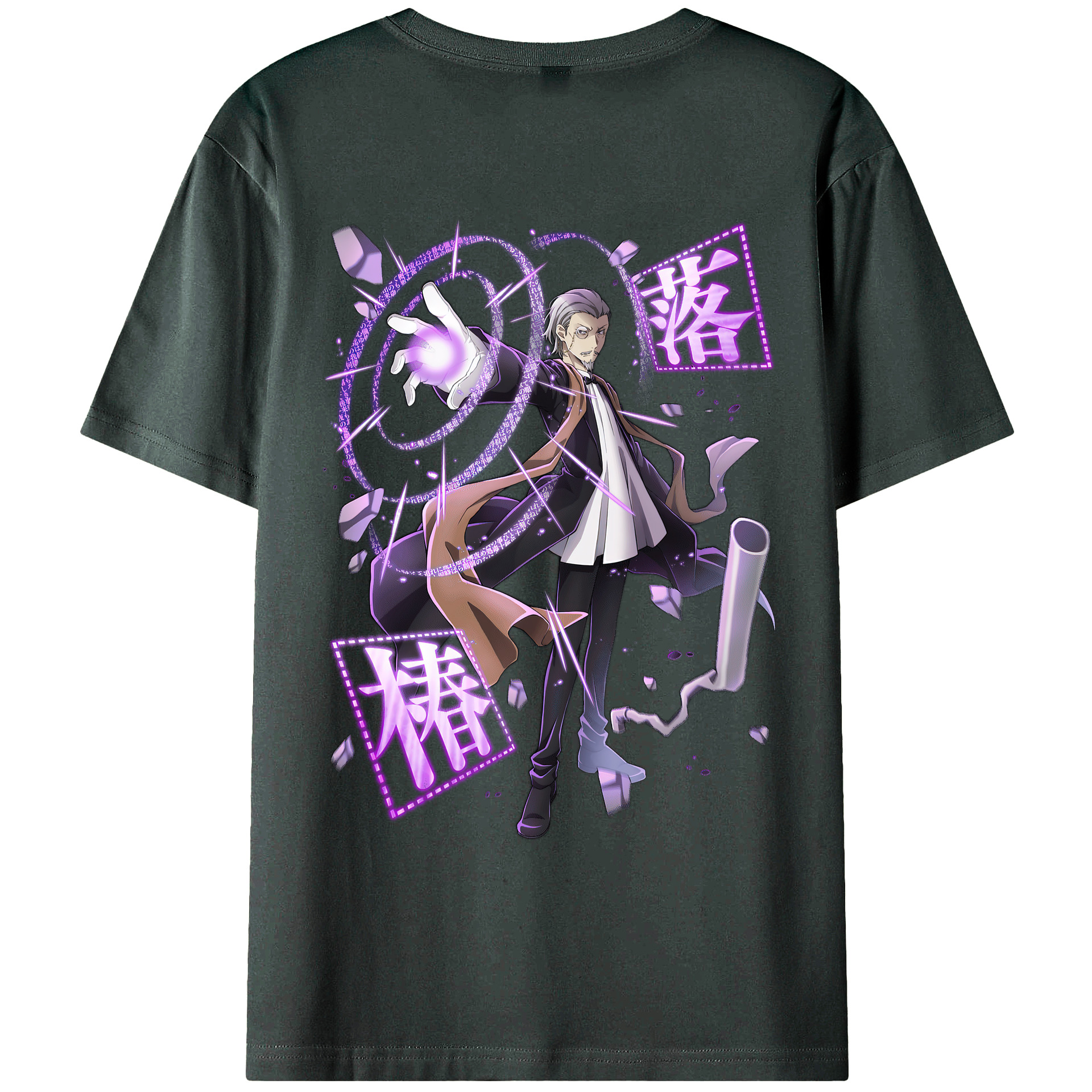 （画像用） 文豪ストレイドッグス Bungo Stray Dogs 綿100％ メンズ半袖Tシャツ（バックプリント） 通気性